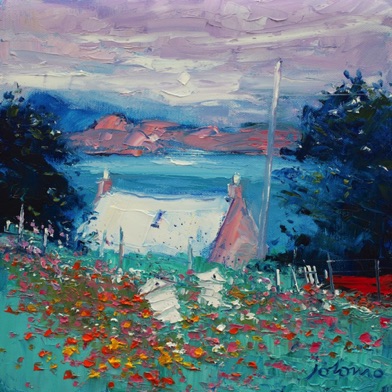 Two beehives in the evening gloaming Iona 12x12 Two beehives in the evening gloaming Iona 12x12